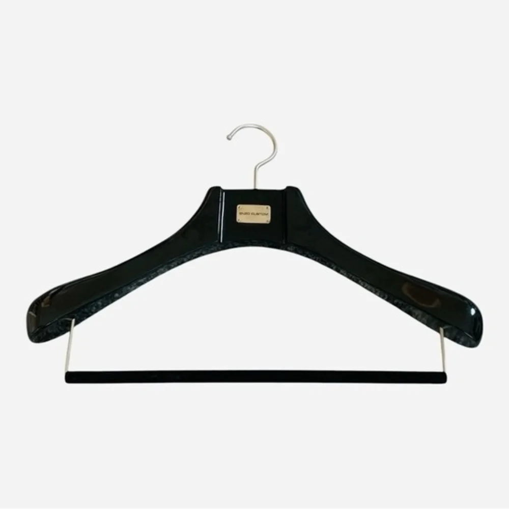 Luxury Suit Hanger Black Polished Wood Silver Plate ENZO Custom Clothes Hanger